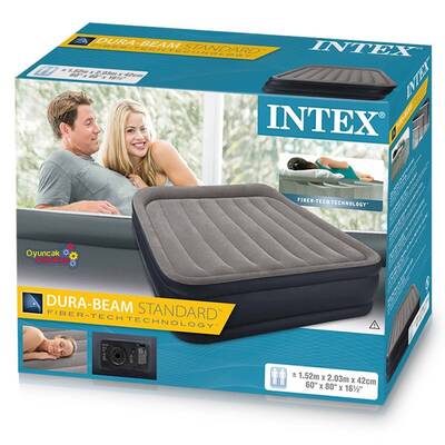 intex 64136 İntex Şişme Yatak Çift Kişilik Elektirikli Queen Deluxe Yatak Fibe - 1