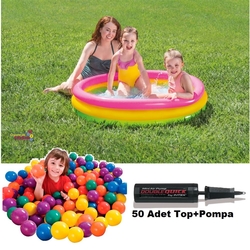 intex Renkli Şişme Oyun havuzu 50 Top+Pompa Hediyeli 114x25 Cm - İntex