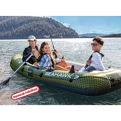 Intex Seahawk 3 Şişme Bot Seti 295x137x43 cm 3 Kişilik Kürekli ve Pompalı Deniz Göl Balıkçı Botu - 1