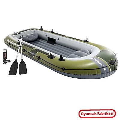 Intex Seahawk 4 Şişme Bot Seti 351x145x48 cm 4 Kişilik Kürekli ve Pompalı Deniz Göl Balıkçı Botu 480 Kg - 1