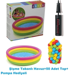 İntex Şişme Havuz 50 Adet Havuz Topu +Pompa Hediyeli 114 X25 Cm - 1