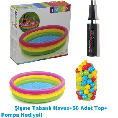 İntex Şişme Havuz 50 Adet Havuz Topu +Pompa Hediyeli 114 X25 Cm - 1