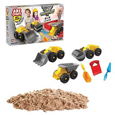 Iş Makineleri Kum Seti (750 Gr.) - Art Craft Kinetik Kum Seti - Oyun Kumu - Art Sand Kumu - 1