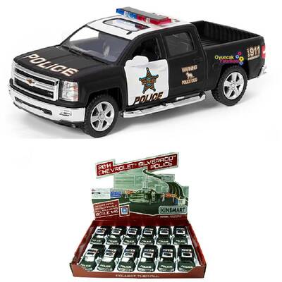 Kinsmart 2014 Chevrolet Sılverado Police 1:46 Metal Çek Bırak Araba Mat Siyah - 1