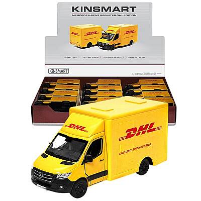 Kinsmart Çek Bırak Mercedes-Benz Sprinter DHL Edition 1:48 Metal Model Araç Die Cast Oyuncak - 1