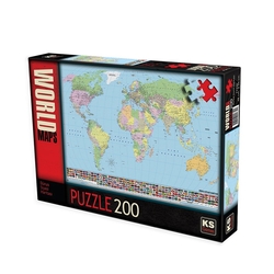 KS, Dünya Siyasi Haritası, 200 Parça Puzzle - Ks Games