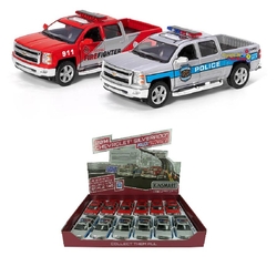Metal Polis Çek Bırak Araba Kinsmart 2014 Chevrolet Sılverado 1:46 - 1