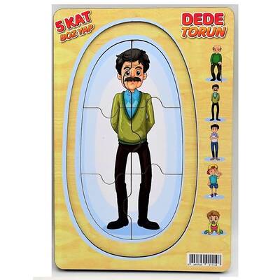 Miajima Eğitici Ahşap Puzzle 5 Katlı Dede Torun Yapboz Seti - 2