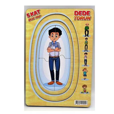 Miajima Eğitici Ahşap Puzzle 5 Katlı Dede Torun Yapboz Seti - 3