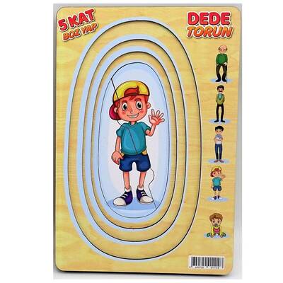 Miajima Eğitici Ahşap Puzzle 5 Katlı Dede Torun Yapboz Seti - 4