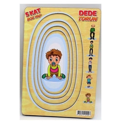 Miajima Eğitici Ahşap Puzzle 5 Katlı Dede Torun Yapboz Seti - 5