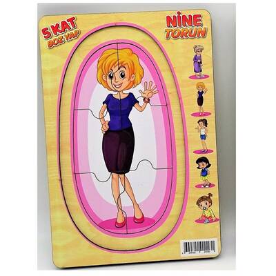 Miajima Eğitici Ahşap Puzzle 5 Katlı Nine Torun Yapboz Seti - 2