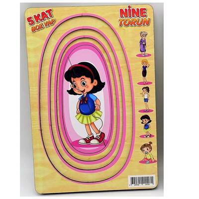Miajima Eğitici Ahşap Puzzle 5 Katlı Nine Torun Yapboz Seti - 4