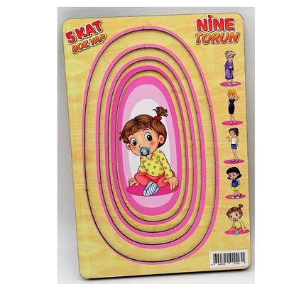 Miajima Eğitici Ahşap Puzzle 5 Katlı Nine Torun Yapboz Seti - 5