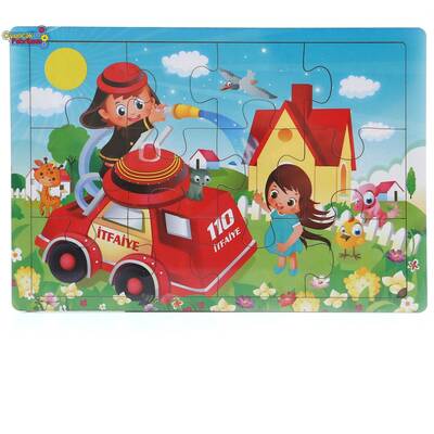 Miajima Eğitici Ahşap Yapboz İtfaiye Frame 12 Parça - 1