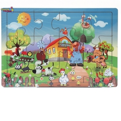 Miajima Eğitici Ahşap Yapboz Puzzle Çiftlik Hayvanları Frame 12 Parça - Miajima