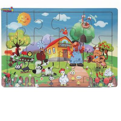 Miajima Eğitici Ahşap Yapboz Puzzle Çiftlik Hayvanları Frame 12 Parça - 1