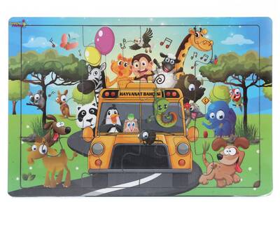 Miajima Eğitici Ahşap Yapboz Puzzle Hayvanat Bahçesi Frame 12 Parça - 1