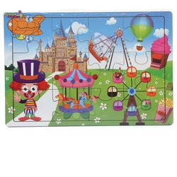 Miajima Eğitici Ahşap Yapboz Puzzle Luna Park Eğlencesi Frame 12 Parça - Miajima