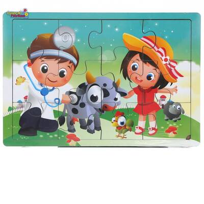 Miajima Eğitici Ahşap Yapboz Puzzle Veteriner Frame 12 Parça - 1