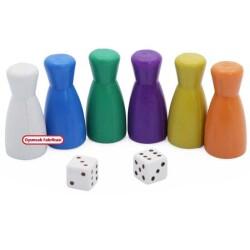 Miajima Oyun Piyonu Taşı 6 Renkli Piyon +1 Zar - Miajima