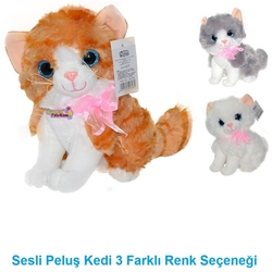 Miyavlayan Oyuncak Peluş Kedi 25 Cm - Can Oyuncak