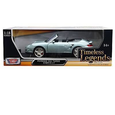 Motormax 1:18 Porsche 911 Turbo Cabriolet Die Cast Model Araba Koleksiyonluk Metal Maket - 1