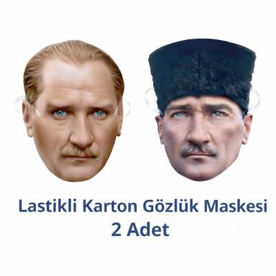 Mustafa Kemal Atatürk Lastikli Karton Gözlük Maskesi 2 Adet 25x18 Cm - 1