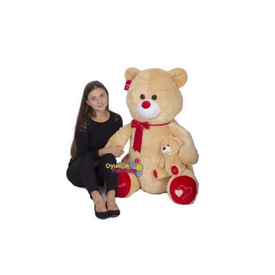 Oturan Büyük Boy Peluş Ayı 100 Cm 40 Cm Yavru Hediyeli - 2