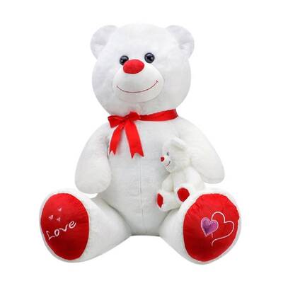 Oturan Büyük Boy Peluş Ayı 100 Cm 40 Cm Yavru Hediyeli - 3