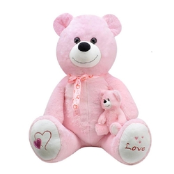 Oturan Büyük Boy Peluş Ayı 100 Cm 40 Cm Yavru Hediyeli - 4