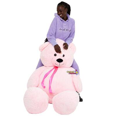 Oyuncak Büyük Boy Kocaman Salaş Puffy Peluş Ayı 2 Metre (200 Cm) Pembe - 4