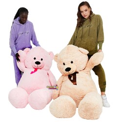 Oyuncak Büyük Boy Kocaman Salaş Puffy Peluş Ayı 2 Metre (200 Cm) Pembe - 5