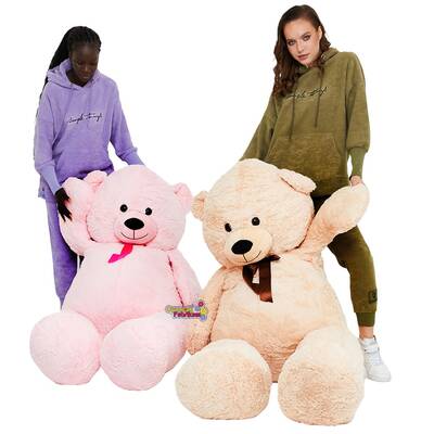 Oyuncak Büyük Boy Kocaman Salaş Puffy Peluş Ayı 2 Metre (200 Cm) Pembe - 5