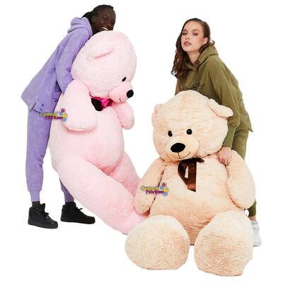 Oyuncak Büyük Boy Kocaman Salaş Puffy Peluş Ayı 2 Metre (200 Cm) Pembe - 6