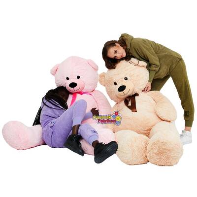 Oyuncak Büyük Boy Kocaman Salaş Puffy Peluş Ayı 2 Metre (200 Cm) Pembe - 7