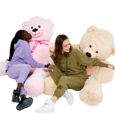 Oyuncak Büyük Boy Kocaman Salaş Puffy Peluş Ayı 2 Metre (200 Cm) Pembe - 9