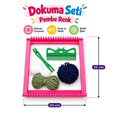 Oyuncak Fabrikası Halı Dokuma Seti Carpet Kilim Yapım Seti 32x23 Cm Çocuklar İçin Eğitici Dokuma Tezgahı - 3
