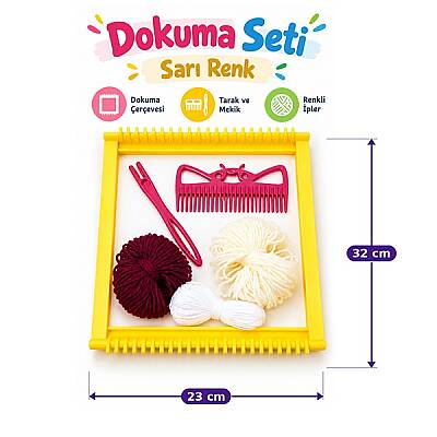 Oyuncak Fabrikası Halı Dokuma Seti Carpet Kilim Yapım Seti 32x23 Cm Çocuklar İçin Eğitici Dokuma Tezgahı - 4