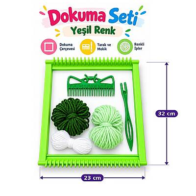 Oyuncak Fabrikası Halı Dokuma Seti Carpet Kilim Yapım Seti 32x23 Cm Çocuklar İçin Eğitici Dokuma Tezgahı - 5