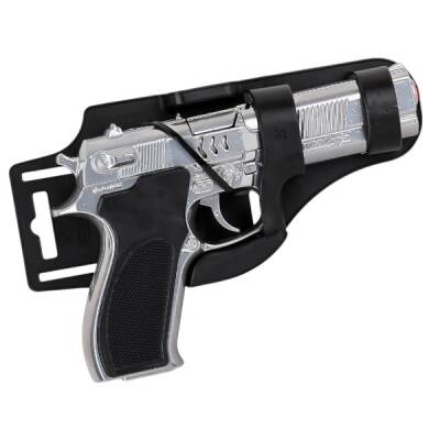 Oyuncak Mantar Kapsül Atan Komple Metal Tabanca Silah 20 Cm Focus-023 Gümüş Renk - 1