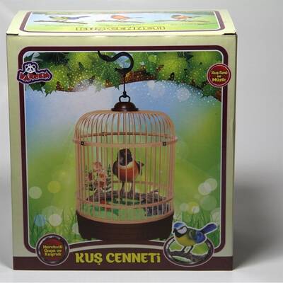 Oyuncak Pilli Kuş Sesli Kuş Cenneti Kafesli Öten Kuş - 2