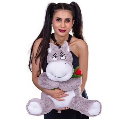 Peluş Oyuncak Eşek Gül Tutan Üzgün Eşşek 60 Cm - 2