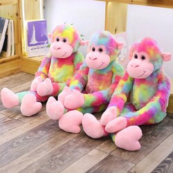 Sesli Peluş Oyuncak Maymun Renkli 85 Cm Güzel Maymun Yumuşak Uzun kollu - 5
