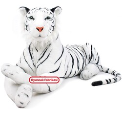 Peluş Oyuncak Sibirya Kaplanı Yatan Beyaz Peluş Kaplan 110 cm - 2
