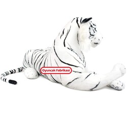 Peluş Oyuncak Sibirya Kaplanı Yatan Beyaz Peluş Kaplan 110 cm - 3