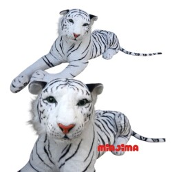 Peluş Oyuncak Sibirya Kaplanı Yatan Beyaz Peluş Kaplan 110 cm - Halley Oyuncak