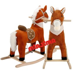 Peluş Sallanan At Sesli Müzikli Fular’lı Koyu Kahverengi 65 cm - 2