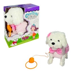 Peluş Tasmalı Yürüyen Havlayan Pembe Fiyonklu Puantiyeli Köpek - Vardem Oyuncak