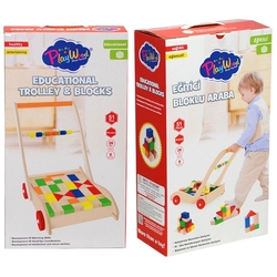 Play Wood Ahşap Oyuncak Eğitici Bloklu Araba Yürüyen Çek Çek Araba 51 Parça - 2